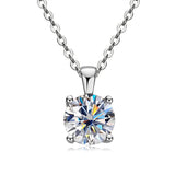 1.0 Carat Round Moissanite Pendant Necklace 18K Plated 925 Silver