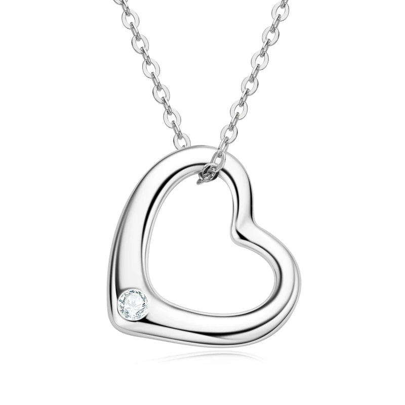 Charm Heart Pendant Moissanite Necklace 925 Sterling Silver Jewelry Gift