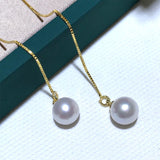 Pearl Drop Earrings 925 Sterling Silver Fresh Water Pearl Long Chain Jewelry