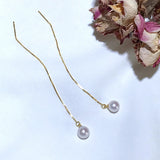 Pearl Drop Earrings 925 Sterling Silver Fresh Water Pearl Long Chain Jewelry