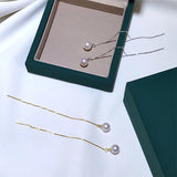 Pearl Drop Earrings 925 Sterling Silver Fresh Water Pearl Long Chain Jewelry