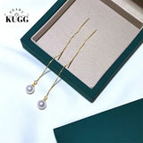 Pearl Drop Earrings 925 Sterling Silver Fresh Water Pearl Long Chain Jewelry