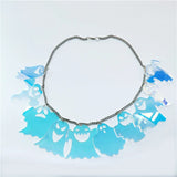 Iridescent Ghost Necklace with 10 Pendants Short Chain Halloween Jewelry