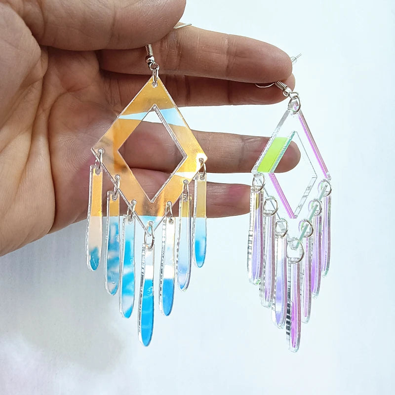 Geometric Long Drop Earrings for Women