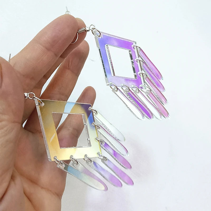 Geometric Long Drop Earrings for Women
