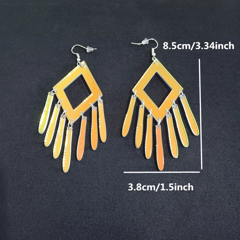 Geometric Long Drop Earrings for Women