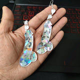 Acrylic Laser Pattern Drop Earrings Women Accessories