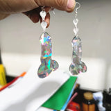 Acrylic Laser Pattern Drop Earrings Women Accessories