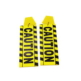 Yellow CAUTION Card Long Drop Earrings for Women HipHop Rock Punk Jewelry