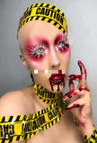 Yellow CAUTION Card Long Drop Earrings for Women HipHop Rock Punk Jewelry