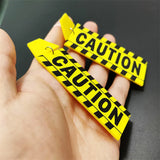 Yellow CAUTION Card Long Drop Earrings for Women HipHop Rock Punk Jewelry