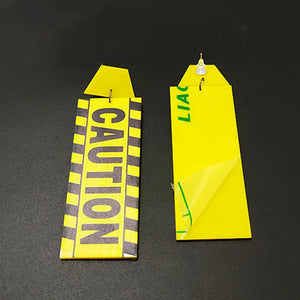 Yellow CAUTION Card Long Drop Earrings for Women HipHop Rock Punk Jewelry