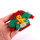 Christmas Sweater Gingerbread Man Brooch Pocket Pin