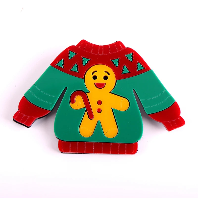 Christmas Sweater Gingerbread Man Brooch Pocket Pin