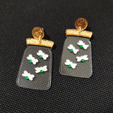 Clear Bottle Fireflies Drop Earrings for Girls Kids Womens