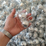 Retro Disco Ball Drop Earrings 4cm Silver Mirror Vintage Reflect Light Jewelry