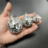 Retro Disco Ball Drop Earrings 4cm Silver Mirror Vintage Reflect Light Jewelry