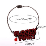 Glitter Bloody Mary Big Pendant Necklace Gothic Halloween Jewelry