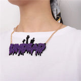 Glitter Red Purple Undead Pendant Necklace for Women Acrylic Party Dance
