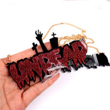 Glitter Red Purple Undead Pendant Necklace for Women Acrylic Party Dance