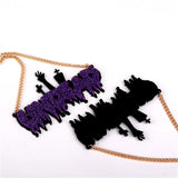 Glitter Red Purple Undead Pendant Necklace for Women Acrylic Party Dance