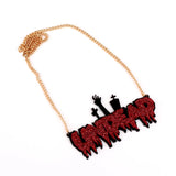 Glitter Red Purple Undead Pendant Necklace for Women Acrylic Party Dance
