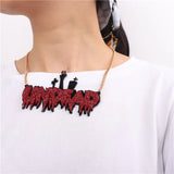 Glitter Red Purple Undead Pendant Necklace for Women Acrylic Party Dance