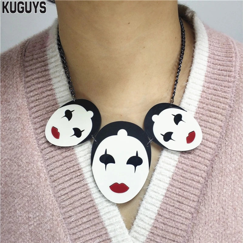 Joker Clown Necklace Acrylic Halloween Jewelry