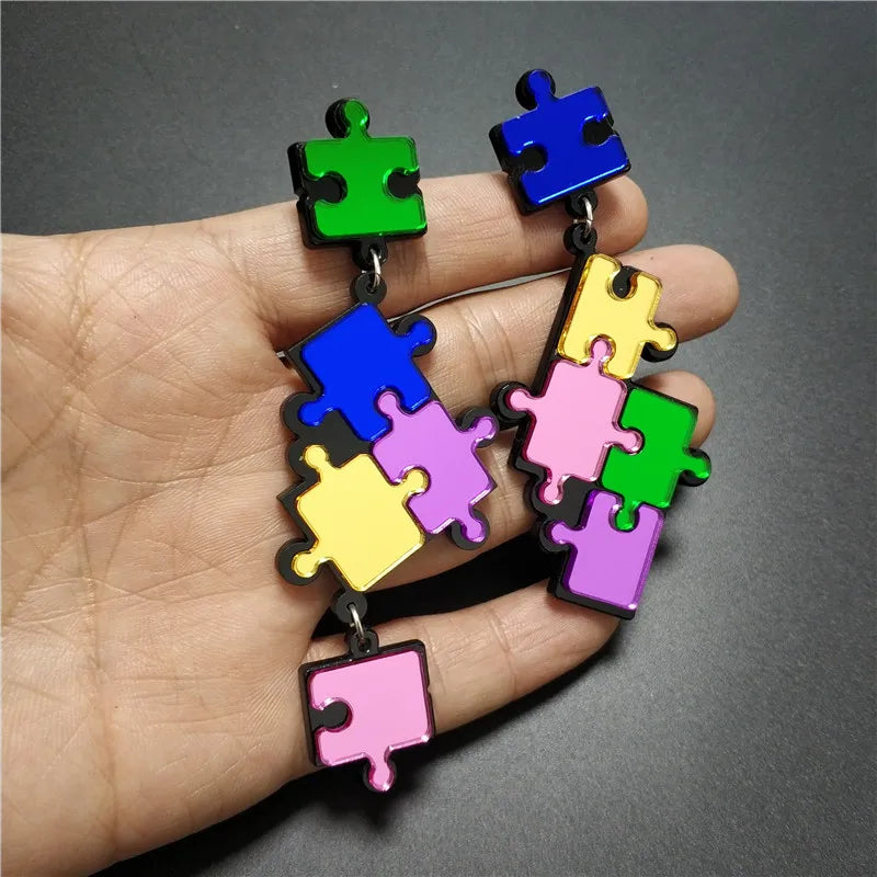 Colorful Mirror Acrylic Dangle Earrings for Women