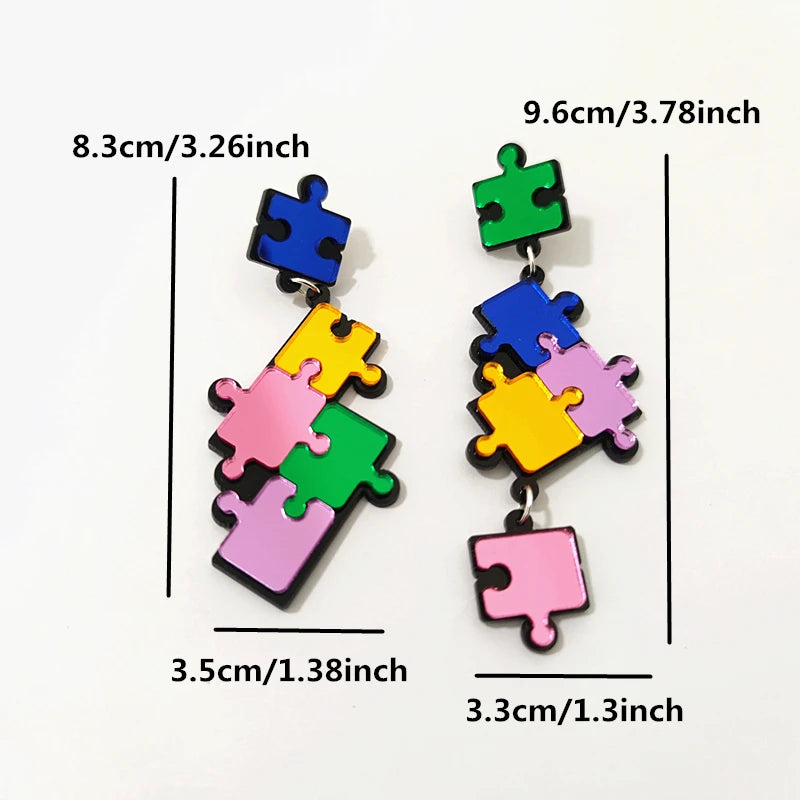 Colorful Mirror Acrylic Dangle Earrings for Women