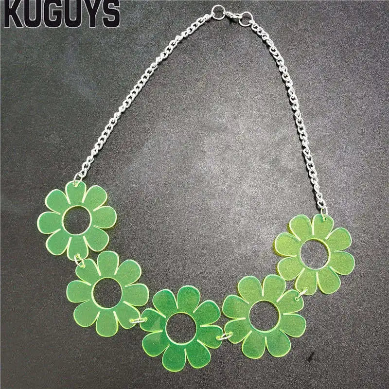 Rock HipHop Flower Necklace for Women