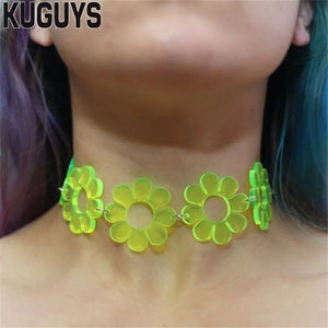 Rock HipHop Flower Necklace for Women