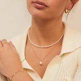Single Fresh Water Pearl Pendant Necklace 14K Chain Choker