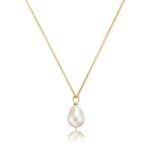 Single Fresh Water Pearl Pendant Necklace 14K Chain Choker