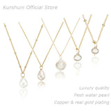 Single Fresh Water Pearl Pendant Necklace 14K Chain Choker
