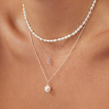 Single Fresh Water Pearl Pendant Necklace 14K Chain Choker