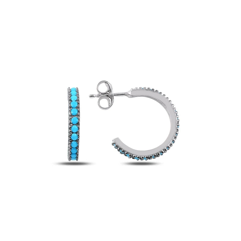 Turquoise Zircon CZ Earrings 925 Silver