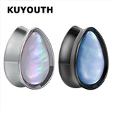 Water Drop Pink Shell Ear Piercing Expanders Body Jewelry Earring Tunnels Plugs