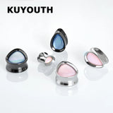 Water Drop Pink Shell Ear Piercing Expanders Body Jewelry Earring Tunnels Plugs