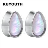 Water Drop Pink Shell Ear Piercing Expanders Body Jewelry Earring Tunnels Plugs
