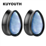 Water Drop Pink Shell Ear Piercing Expanders Body Jewelry Earring Tunnels Plugs