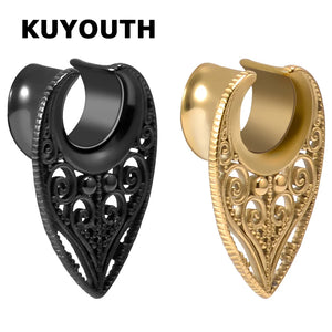 Water Drop Flower Vine Ear Tunnels Body Piercing Jewelry 2PCS