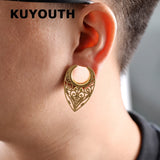 Water Drop Flower Vine Ear Tunnels Body Piercing Jewelry 2PCS