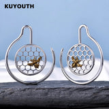 Stainless Steel Bee Honeycomb Ear Weight Hanger Piercing Earring Gauges 3mm 2PCS