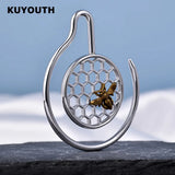 Stainless Steel Bee Honeycomb Ear Weight Hanger Piercing Earring Gauges 3mm 2PCS