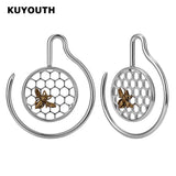 Stainless Steel Bee Honeycomb Ear Weight Hanger Piercing Earring Gauges 3mm 2PCS