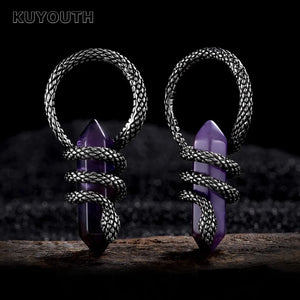 Copper Snake Stone Buckle Ear Weight Expanders Piercing Body Jewelry 3mm 2PCS