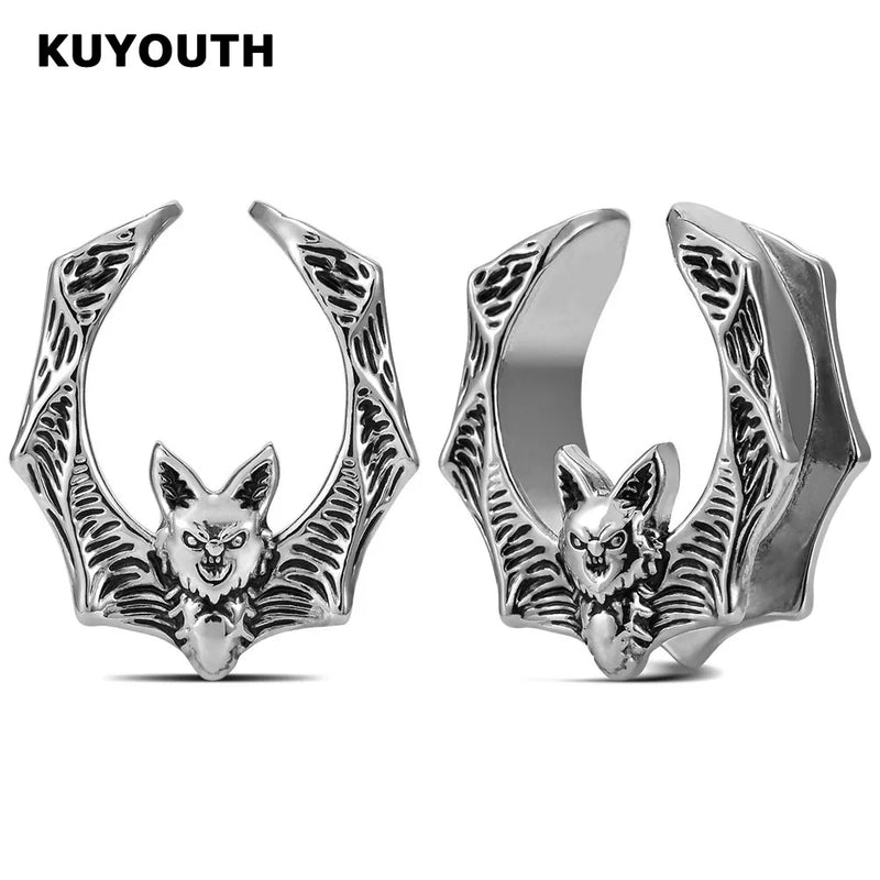Copper Bat Saddle Ear Tunnels Earring Gauges 2PCS