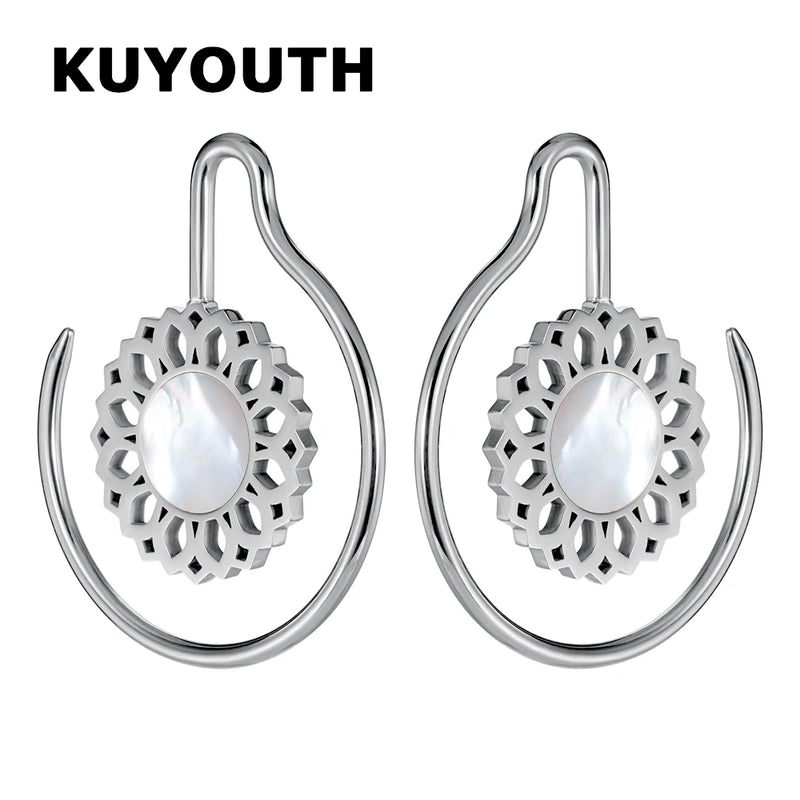 Stainless Steel Shell Ear Weights Expanders Body Jewelry 2PCS