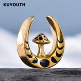Stainless Steel Mushroom Ear Gauges Tunnels Plugs 2PCS